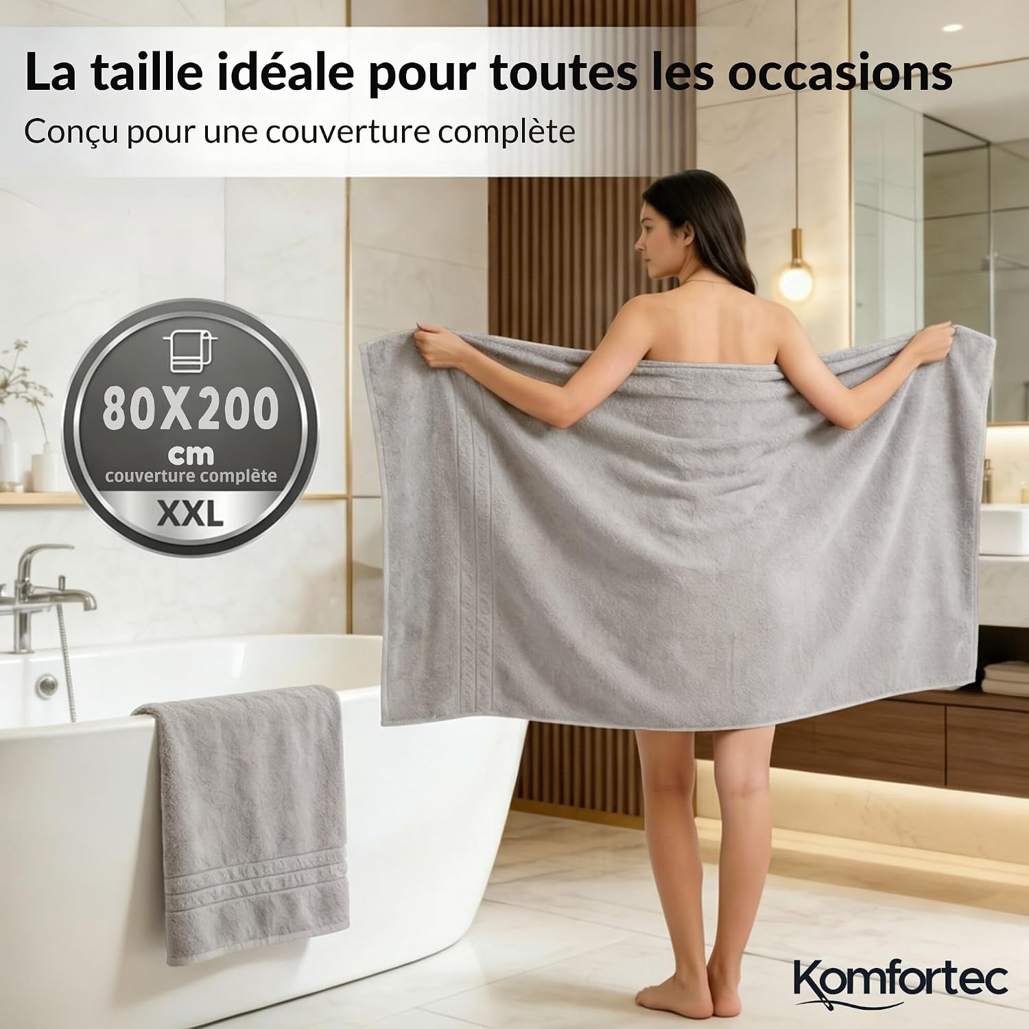 Thumbnail 1 de Komfortec Serviette de sauna XXL 80 x 200