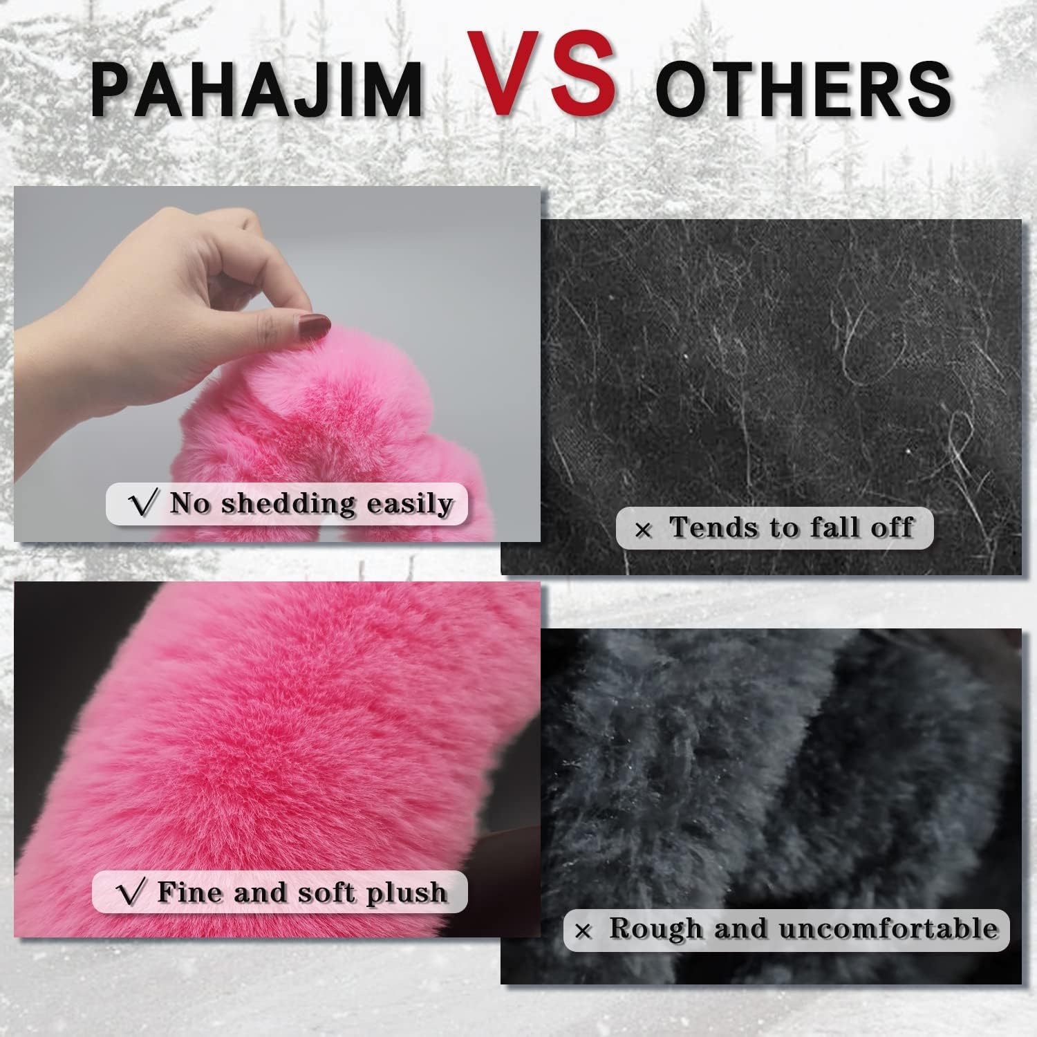 Thumbnail 2 de Pahajim Fluffy Steering Wheel Cover: Soft Furry Comfort for Winter Driving (36–39cm, Pink/White)
