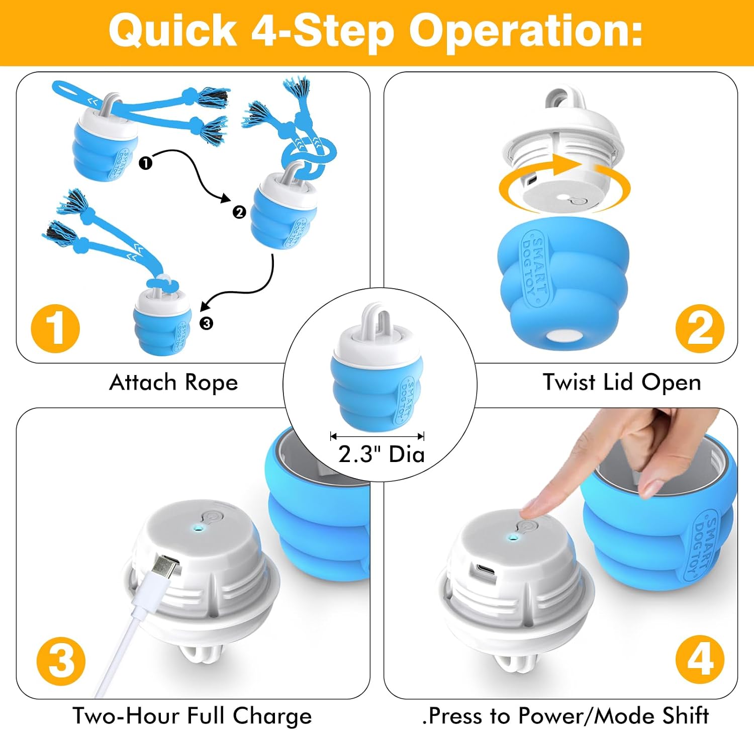 Detalle de PUHOHUN Interactive Dog Toys: Smart Automatic Moving Ball for Small to Medium Dogs