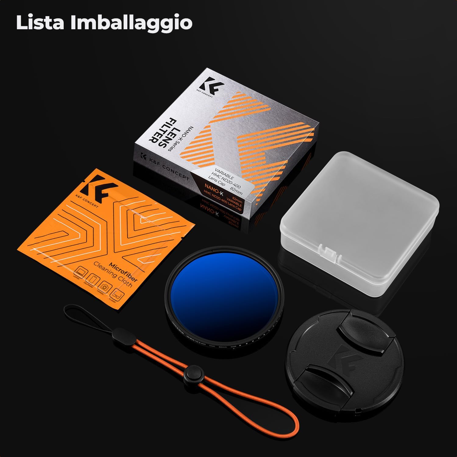 Thumbnail 6 de K&F CONCEPT Nano-Klear 62mm ND variabile ND2-ND400 (1–9 stop) con rivestimento nano e panno di pulizia