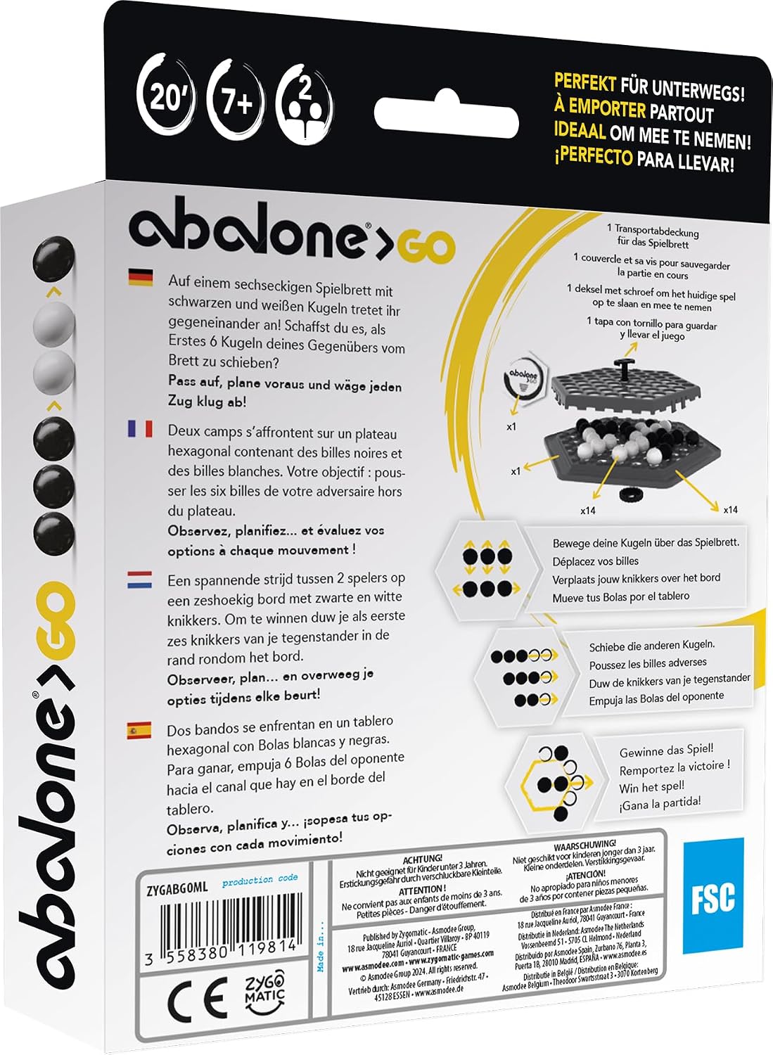 Thumbnail 3 de Abalone Go Asmodee: gioco da tavolo strategico di viaggio per 2 giocatori
