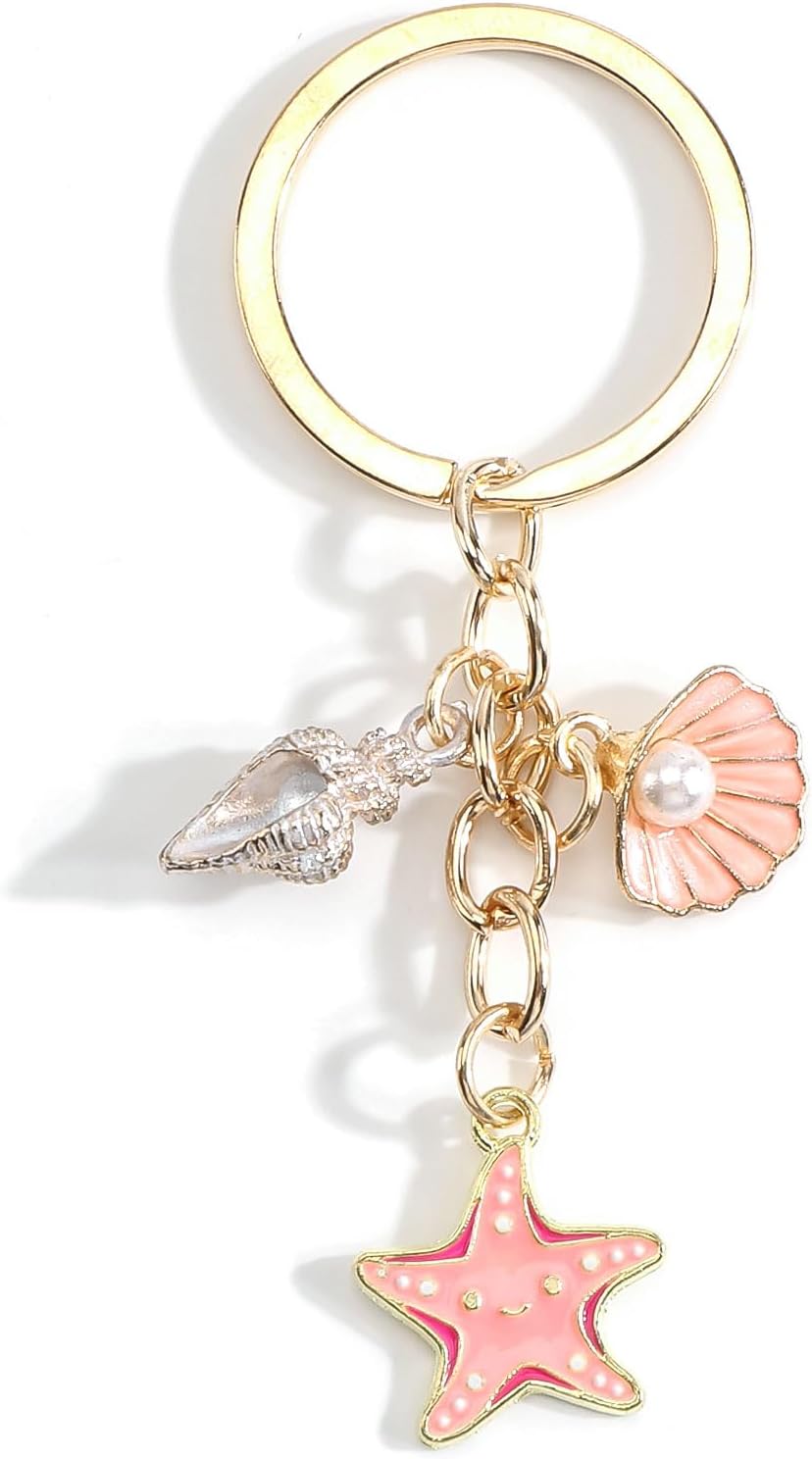 Tranbath Sea Star & Shell Keychain: Cute Nautical Bag Charm