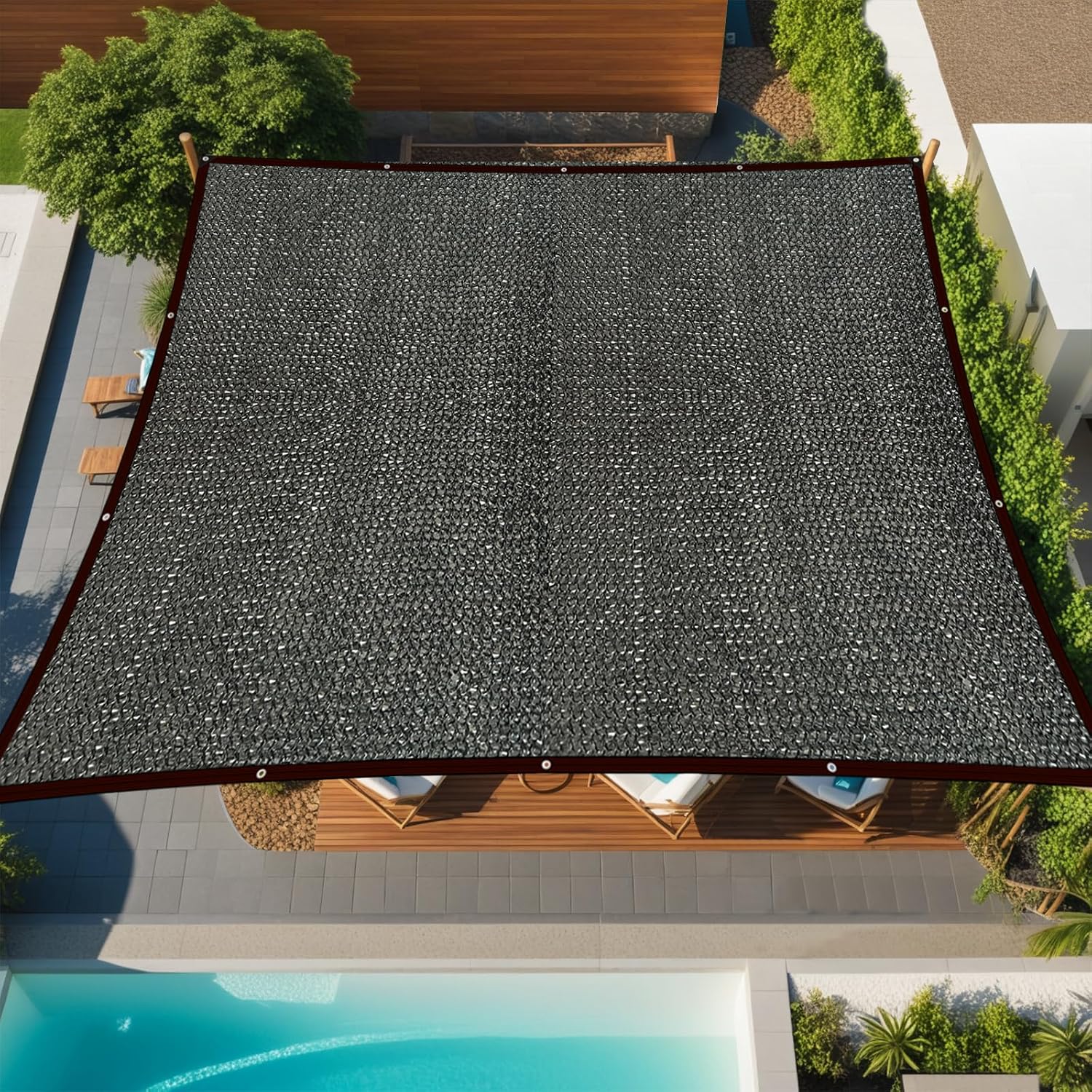 Detalle de Schattiernetz Garten 2x5 m – rechteckig, wasserdurchlässig, luftdurchlässig, UV-beständig