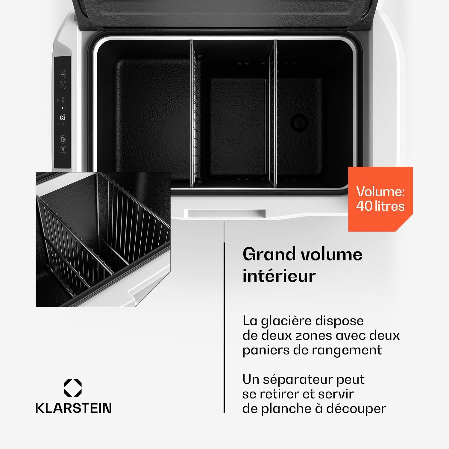 Detalle de Klarstein PolarForce 40L compressorkoelbox, -20 tot 20 °C, LCD en offroadwielen
