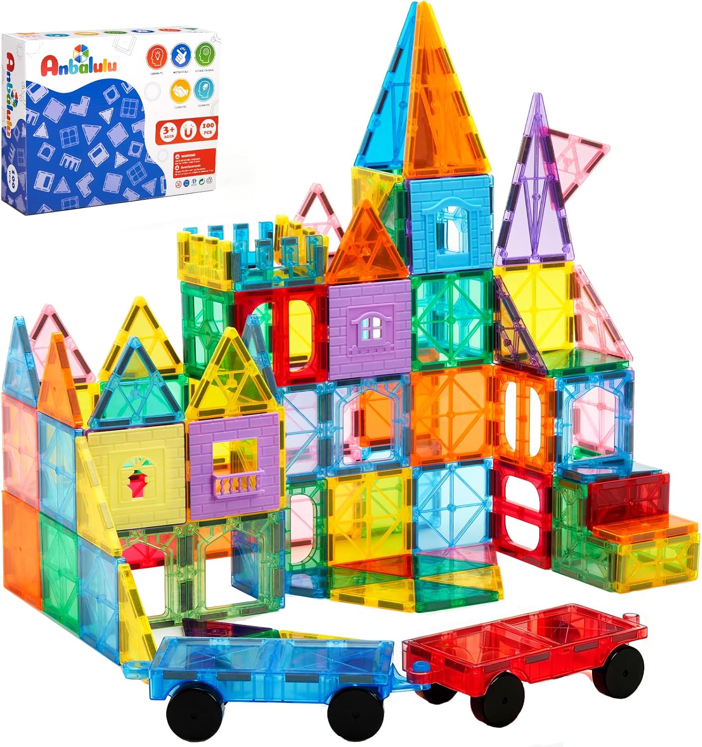 Detalle de Anbalulu Magnetic Tiles 100-piece 🧩