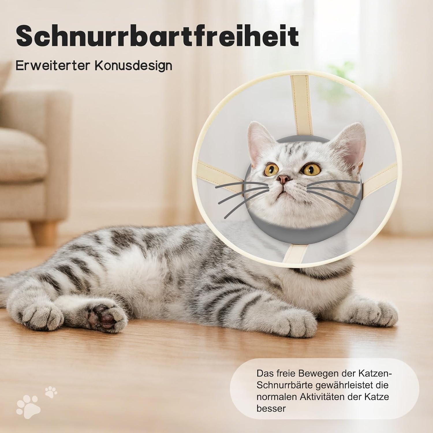 Thumbnail 5 de Supet luftdurchlässige weiche Halskrause für Katzen (Grau, XS) – Alternative zur Plastik-Elizabethankrause