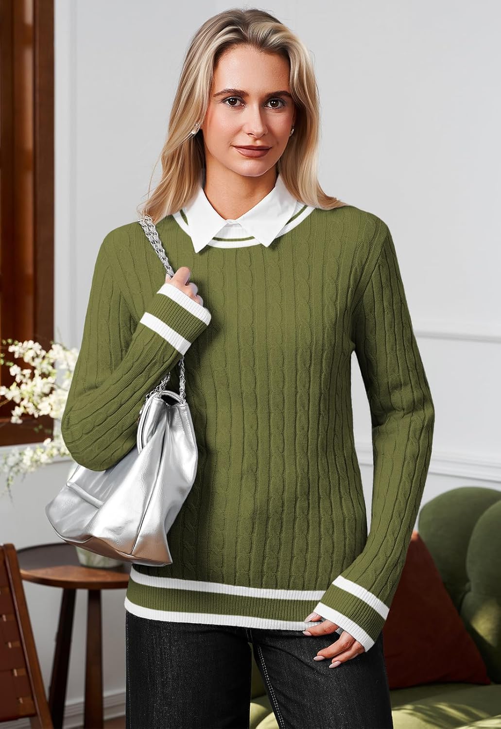 Thumbnail 3 de YUNDAI Womens Cable Knit Jumper UK 8–18