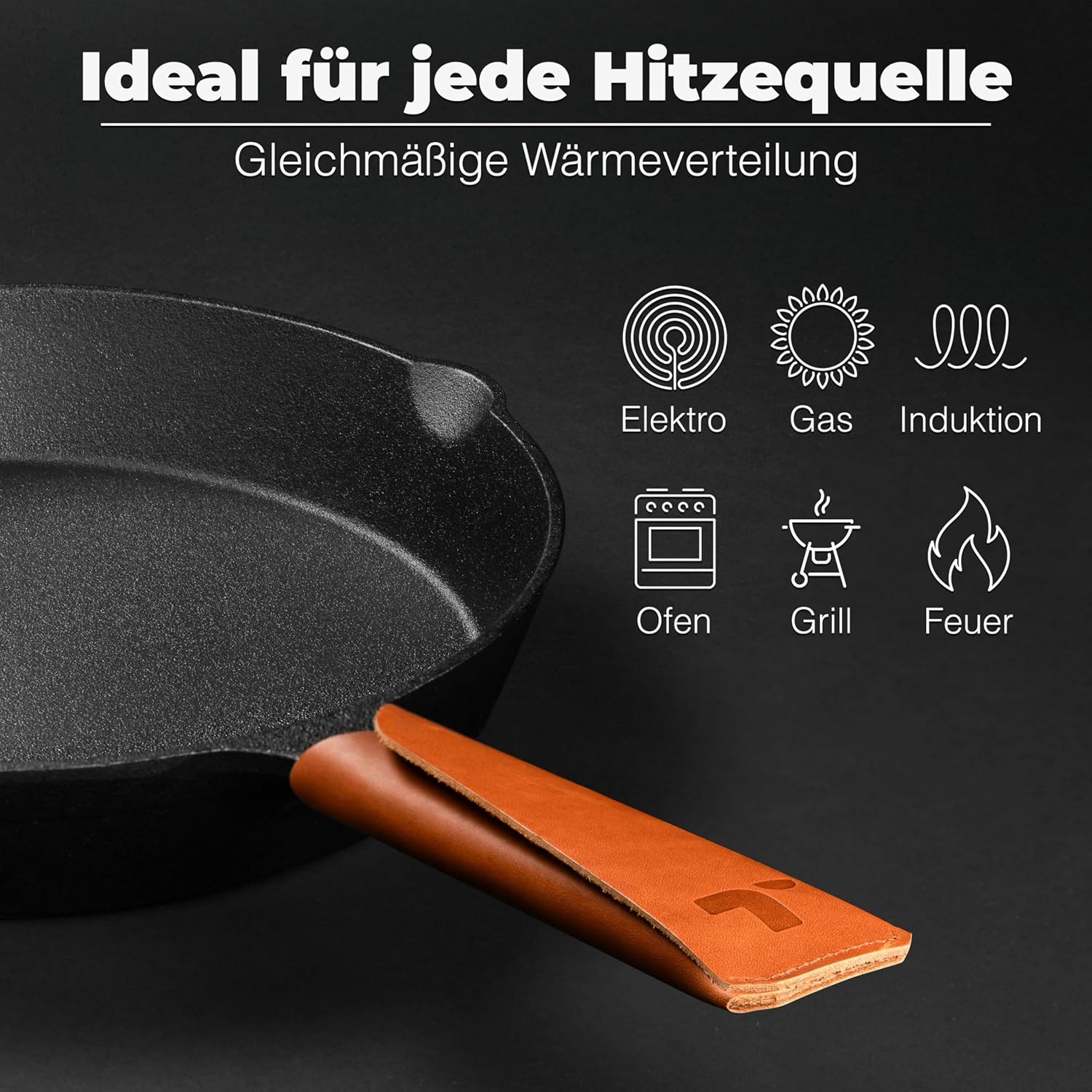 Thumbnail 1 de TECOR Gusseisenpfanne für Induktion, 32 cm (ungeschliffen) – natürliches Antihaft-Kochen ohne Beschichtung