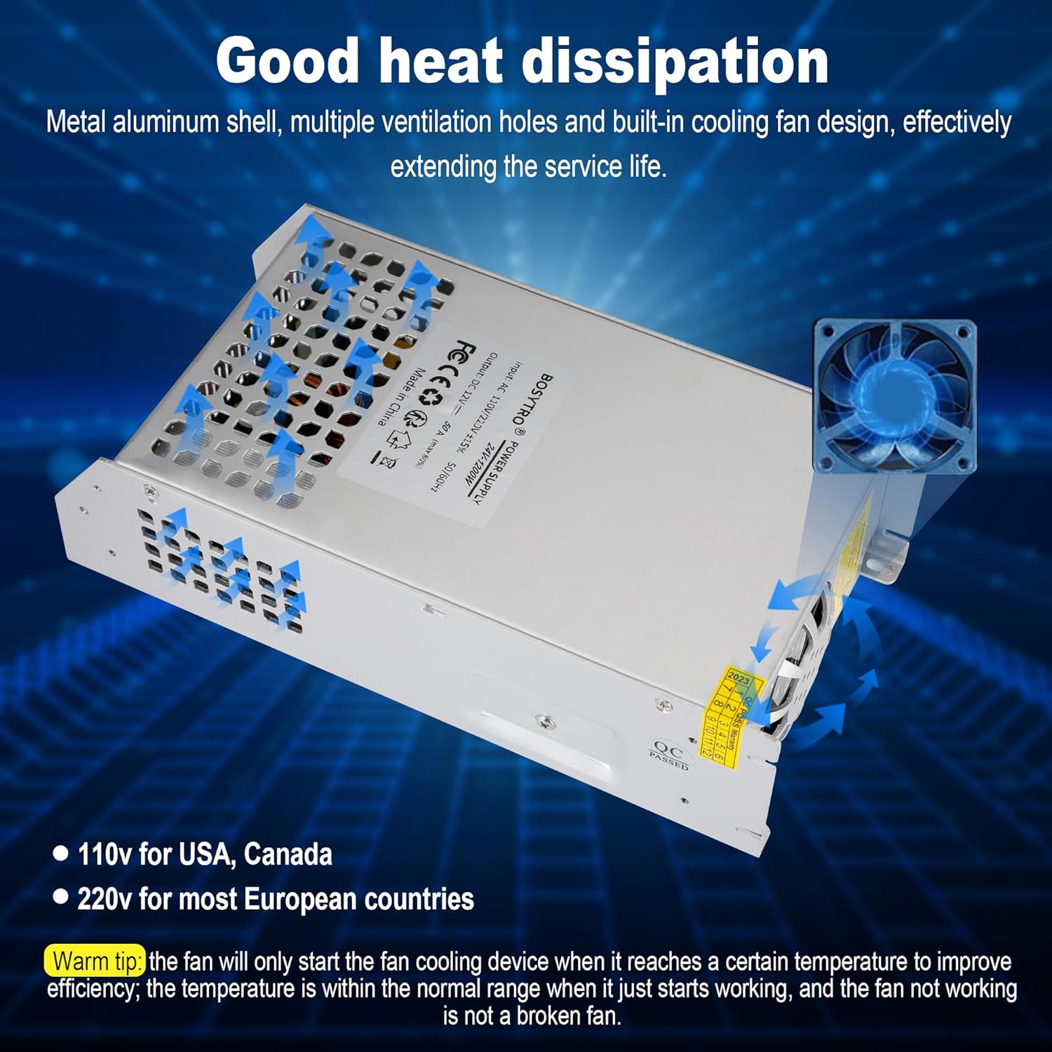 Thumbnail 2 de BOSYTRO DC 24V 50A 1200W Alimentazione Elettrica: Alimentatore Switching 110/220V AC a 24V DC per CCTV, automazione e stampanti 3D