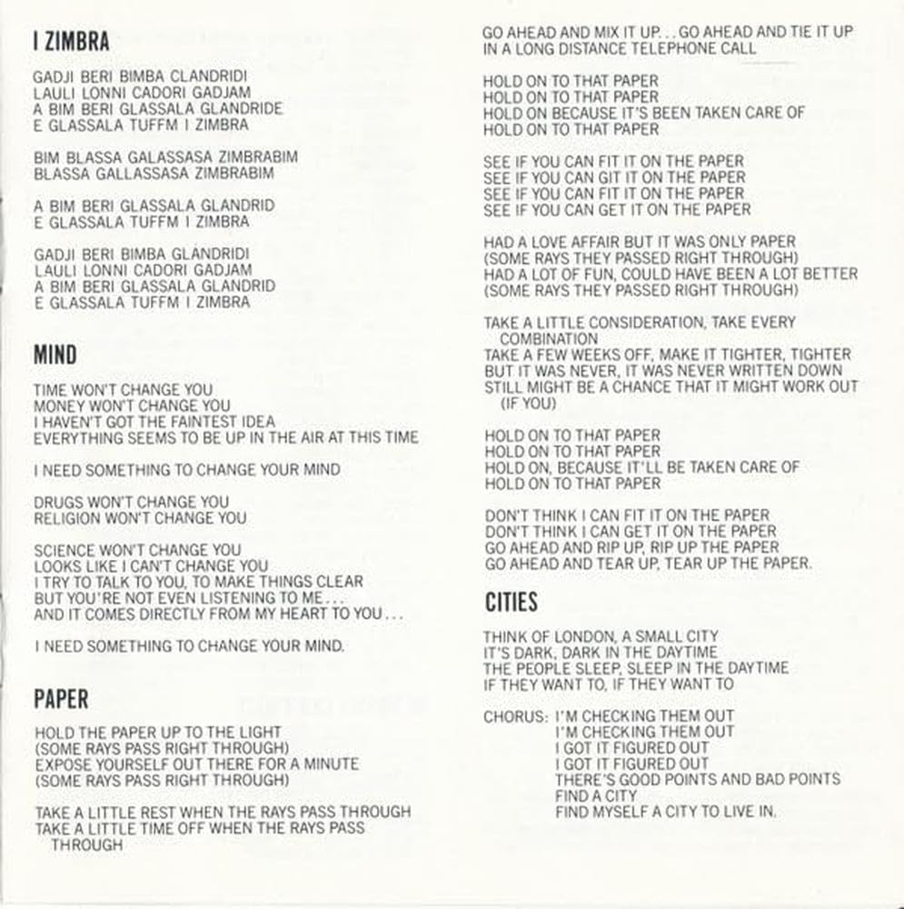 Detalle de Talking Heads『Fear of Music』CD|「I Zimbra」収録、簡潔さと遊び心が光るアルバム