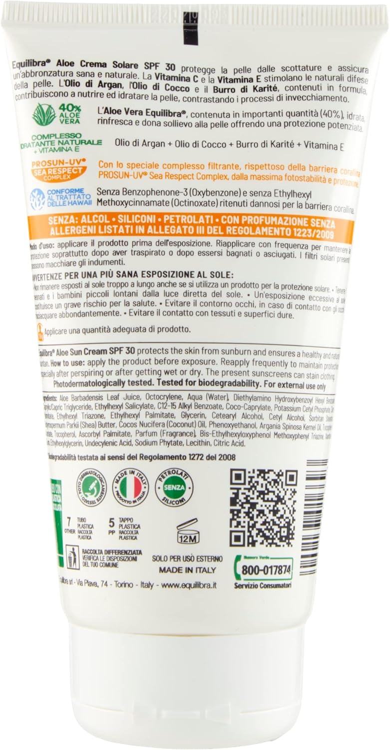 Thumbnail 1 de equilibra Solari Aloe Crema Solare SPF 30 – Protezione idratante con Aloe Vera, Vitamine e Oli nutrienti, 150 ml