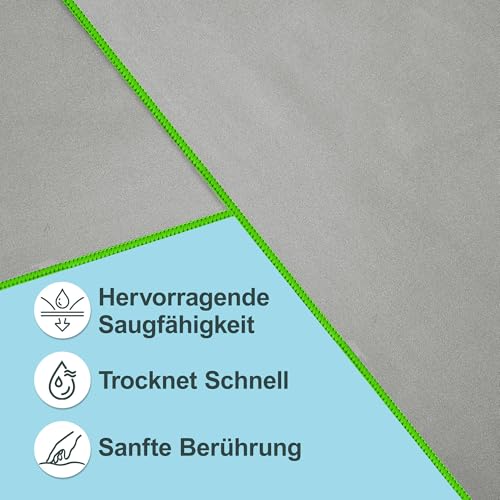 Thumbnail 1 de Jokisa Fitness Handtuch 2er Set – 120 x 50 cm, Mikrofaser mit Kapuze und versteckter Reißverschlusstasche (Hellgrau-Grün)