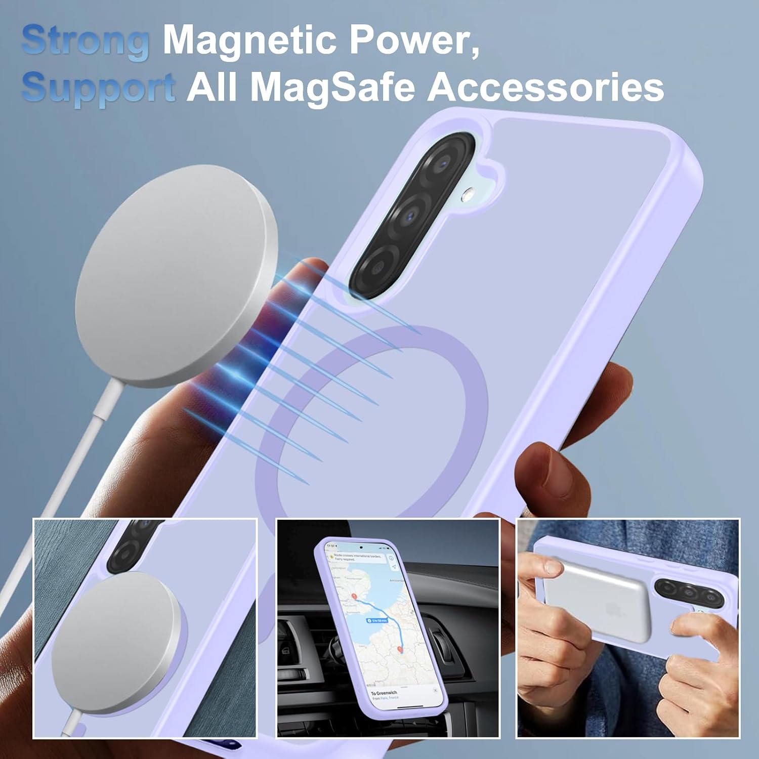 Detalle de Czyoa coque magnétique TPU + protection écran et caméra pour Samsung Galaxy A17 5G/4G (violet clair)