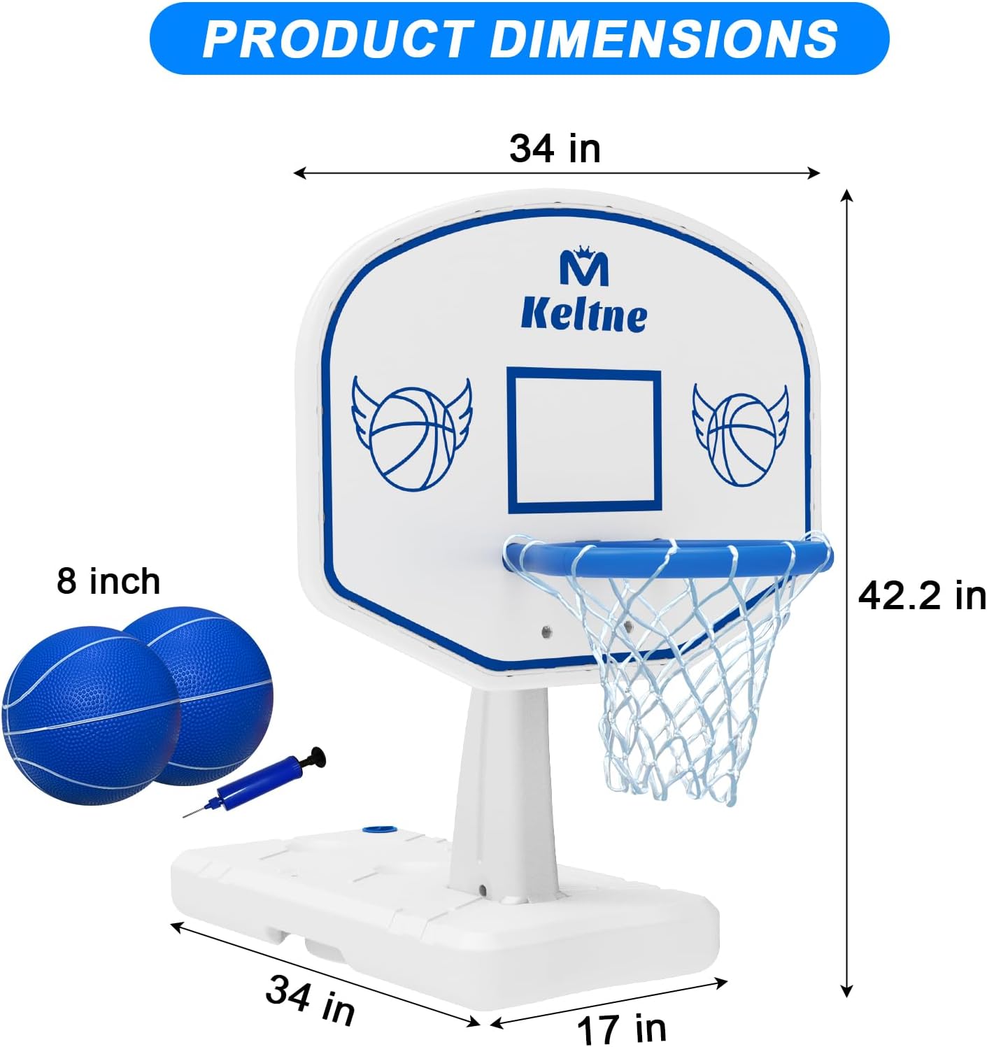 Detalle de Pool Basketball Hoop: Oversized 34" x 34" x 42.2" Water Basketball Game for Pool or Deck