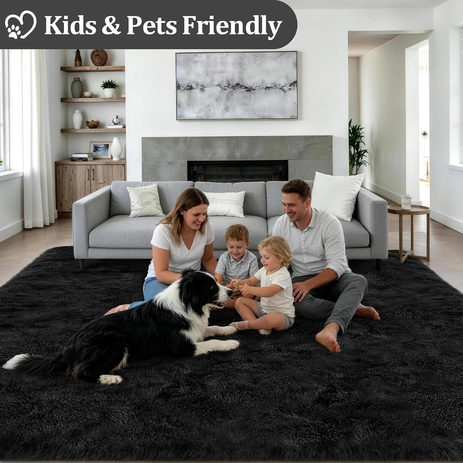 Detalle de 8x10 Ultra Soft Shag Rug: Non-Slip, Non-Shedding Plush Carpet for Living Room or Bedroom