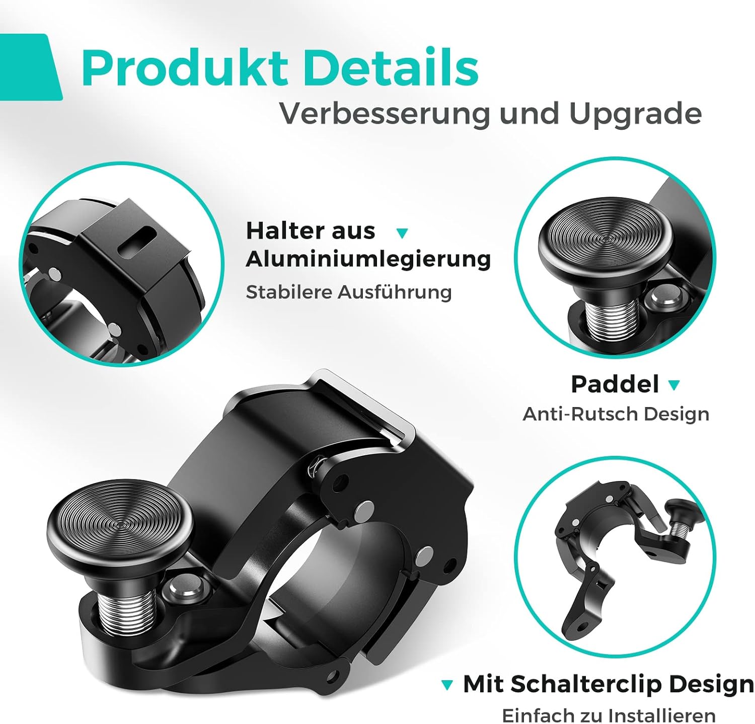 Detalle 2 de Fahrradklingel aus Aluminiumlegierung – Mini Klingel 100 dB, 22–24 mm Lenker, Schwarz
