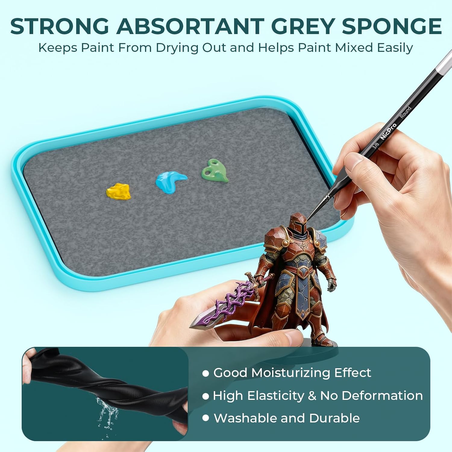 Detalle 2 de Nicpro Stay Wet Palette for Acrylic Miniature Painting Kit