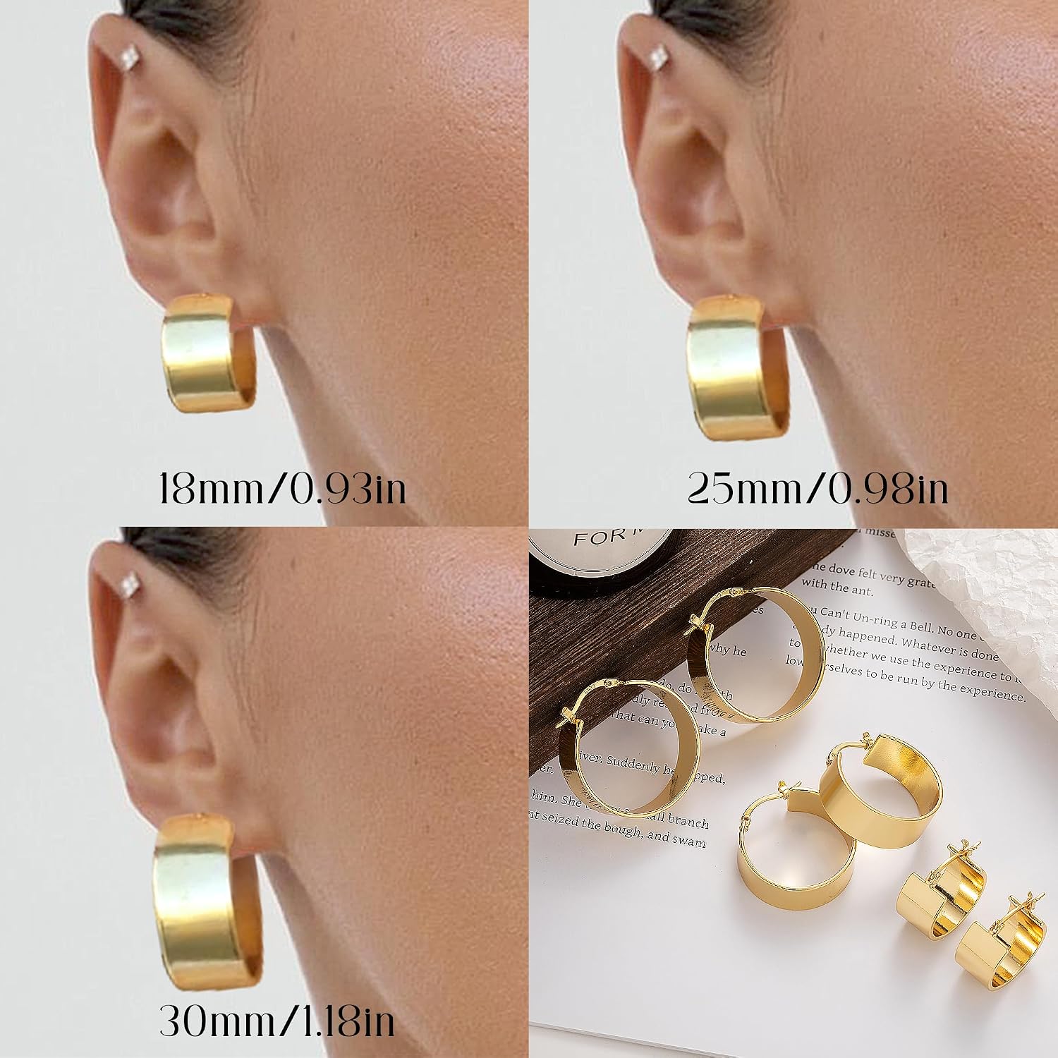 Detalle 1 de Chunky Gold Hoop Earrings 14K Gold-Plated