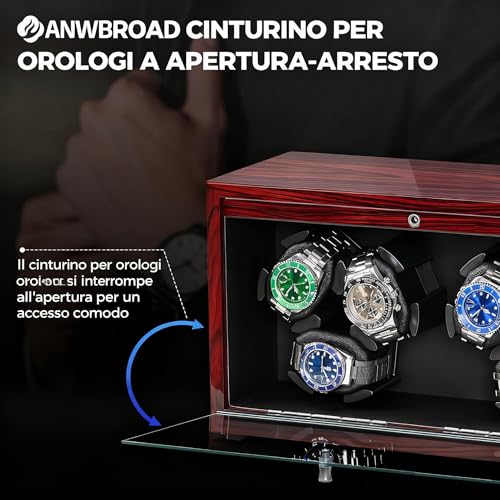 Detalle de ANWBROAD Avvolgitore per Orologi Automatici per 6 Orologi – silenzioso e stabile
