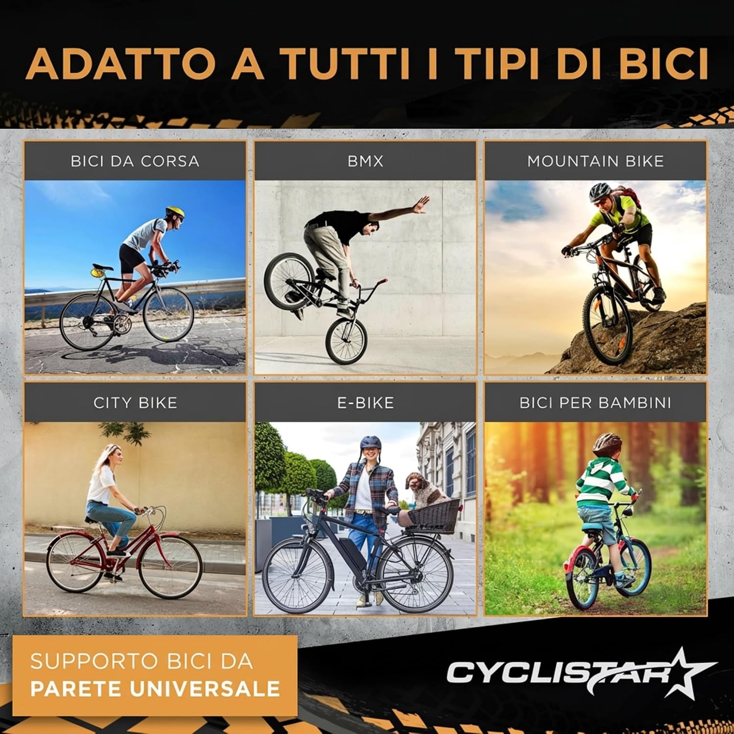 Detalle 2 de CYCLISTAR Supporto da Parete per Bicicletta fino a 40 kg – robusto supporto universale con pedale e 2 staffe
