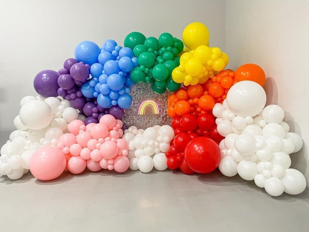 Detalle de Rainbow Balloons 140pcs Assorted Sizes Colour Latex Balloons – Multicolour Party Kit