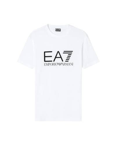 Detalle de EA7 Emporium Armani Camiseta Hombre Core Identity en Jersey de Algodón, 7M001412AF22264, Color Blanco, L