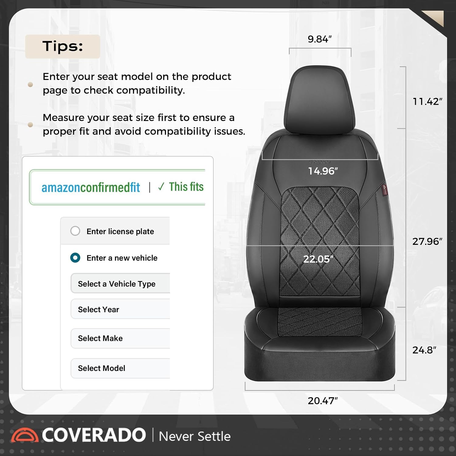 Thumbnail 4 de Coverado Mesh Breathable Front Car Seat Covers (2-Pack) — Universal Fit, Waterproof PU Leather Protection