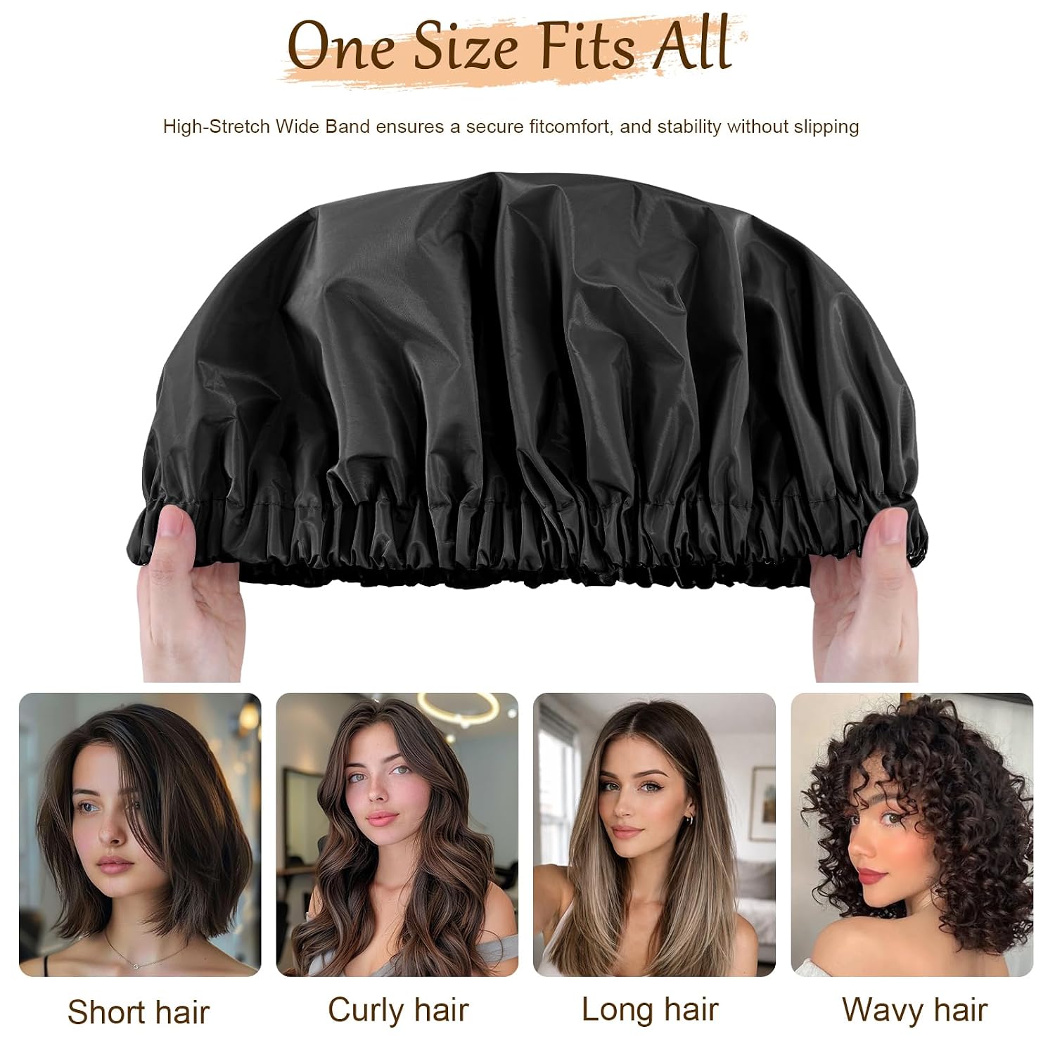 Thumbnail 4 de Doitory Satin Lined Shower Cap for Women – Reusable, Waterproof, Large Size