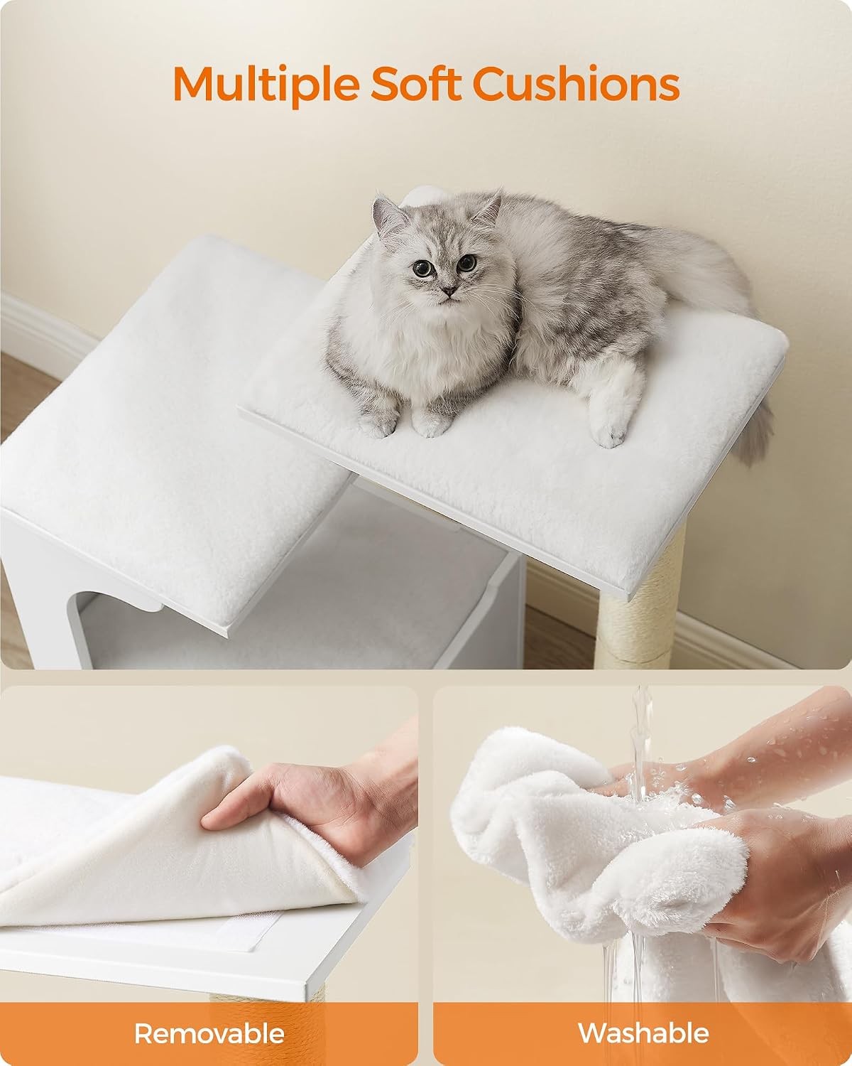 Thumbnail 3 de FEANDREA Caen Collection PCT070W01 Cat Tree, 3 Perches and Washable Cushions