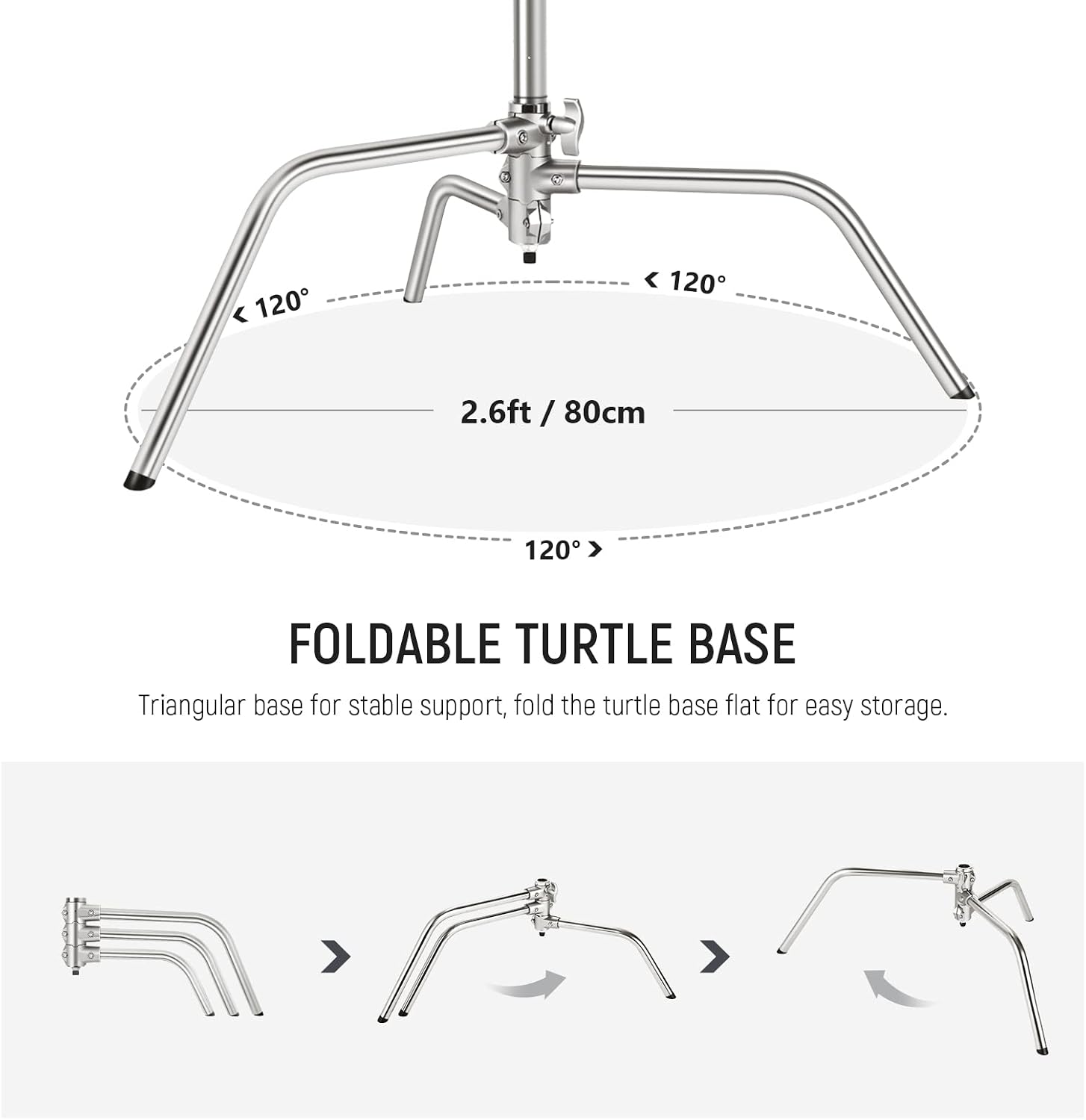 Thumbnail 6 de NEEWER C Stand with Boom Arm Pro (stainless steel) with 4.2ft holding arm, max height 10.8ft