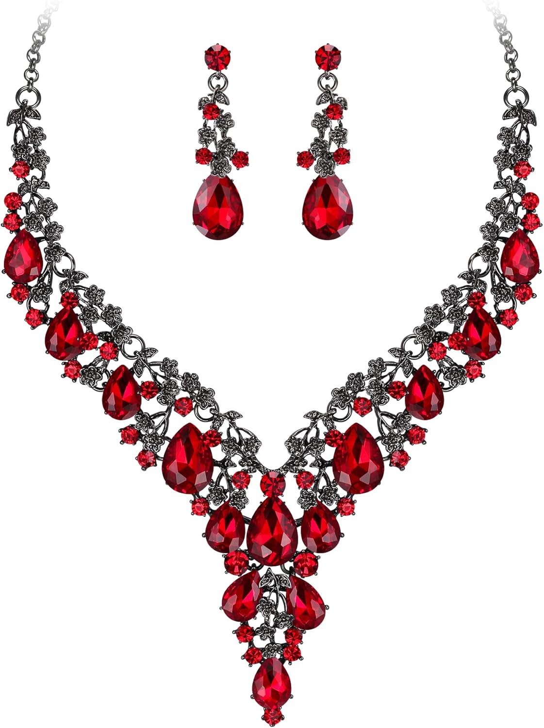 Thumbnail 6 de Parure bijoux de mariage Clearine : collier chaîne ajustable + boucles d’oreilles strass cristal