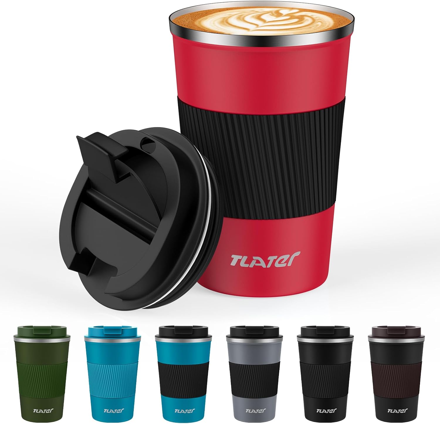 Detalle de 380ml Insulated Travel Mug – Double Walled Vacuum Stainless Steel, Leakproof Lid