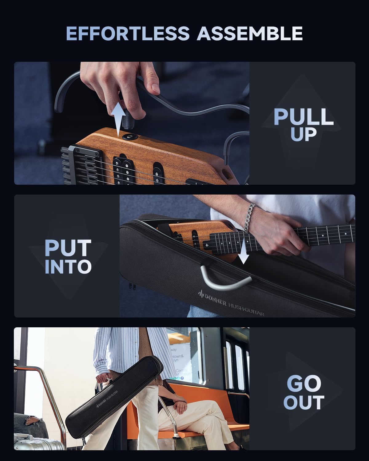 Detalle de Donner Headless Electric Guitar HUSH X