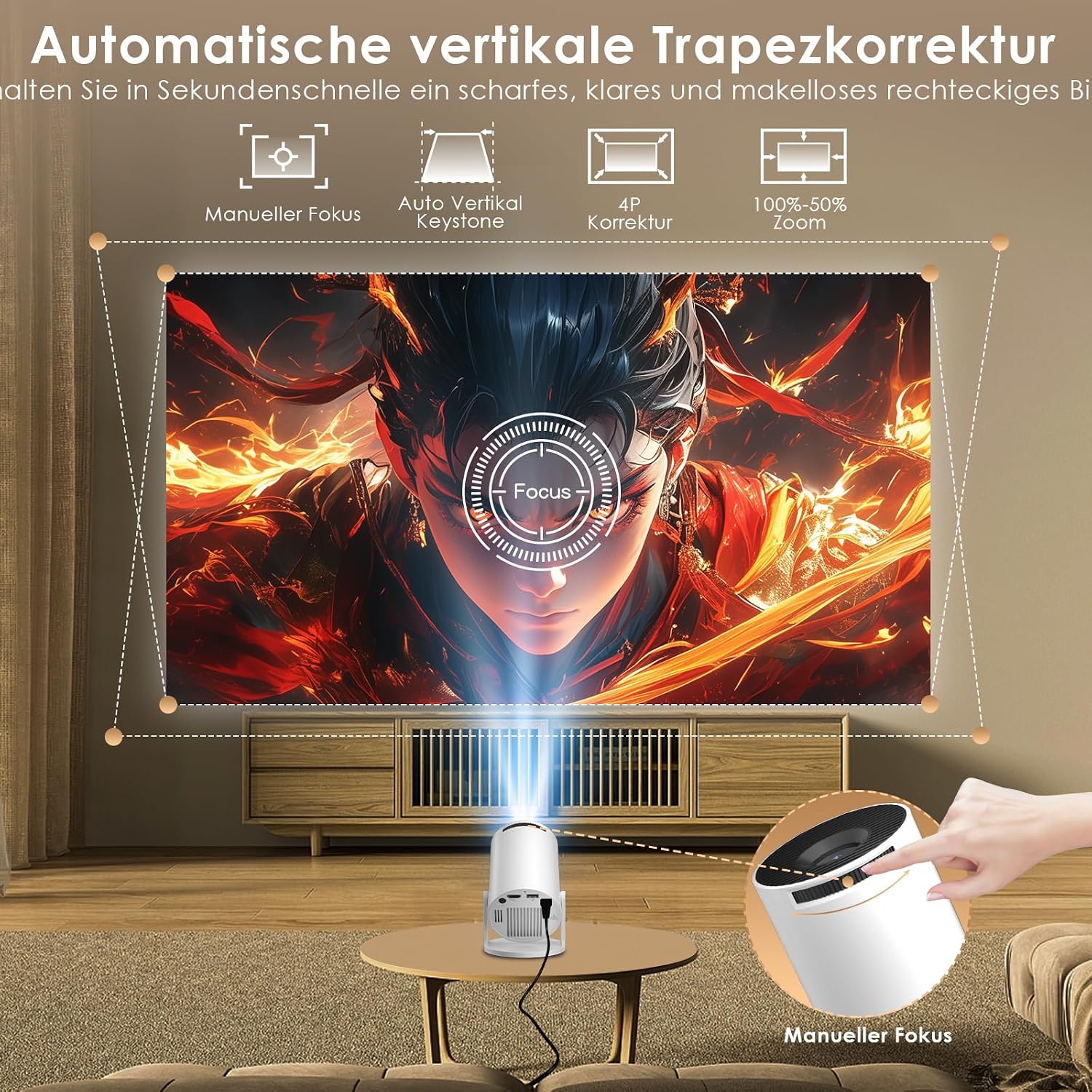 Detalle 1 de Salange Mini Beamer 2026 mit Android, 4K