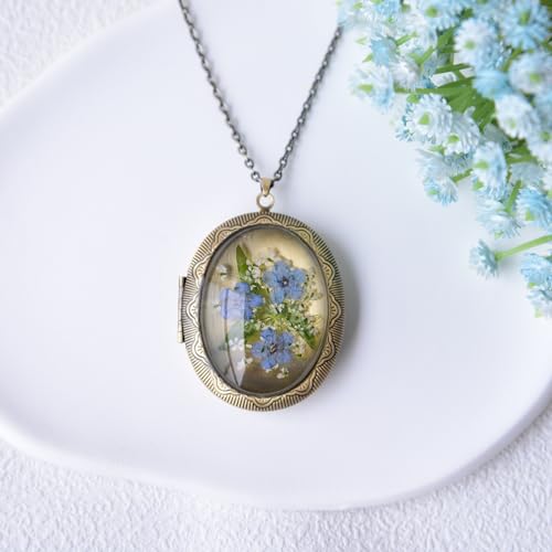 Thumbnail 1 de THSOGO Handmade Pressed Flower Photo Locket Necklace for Women