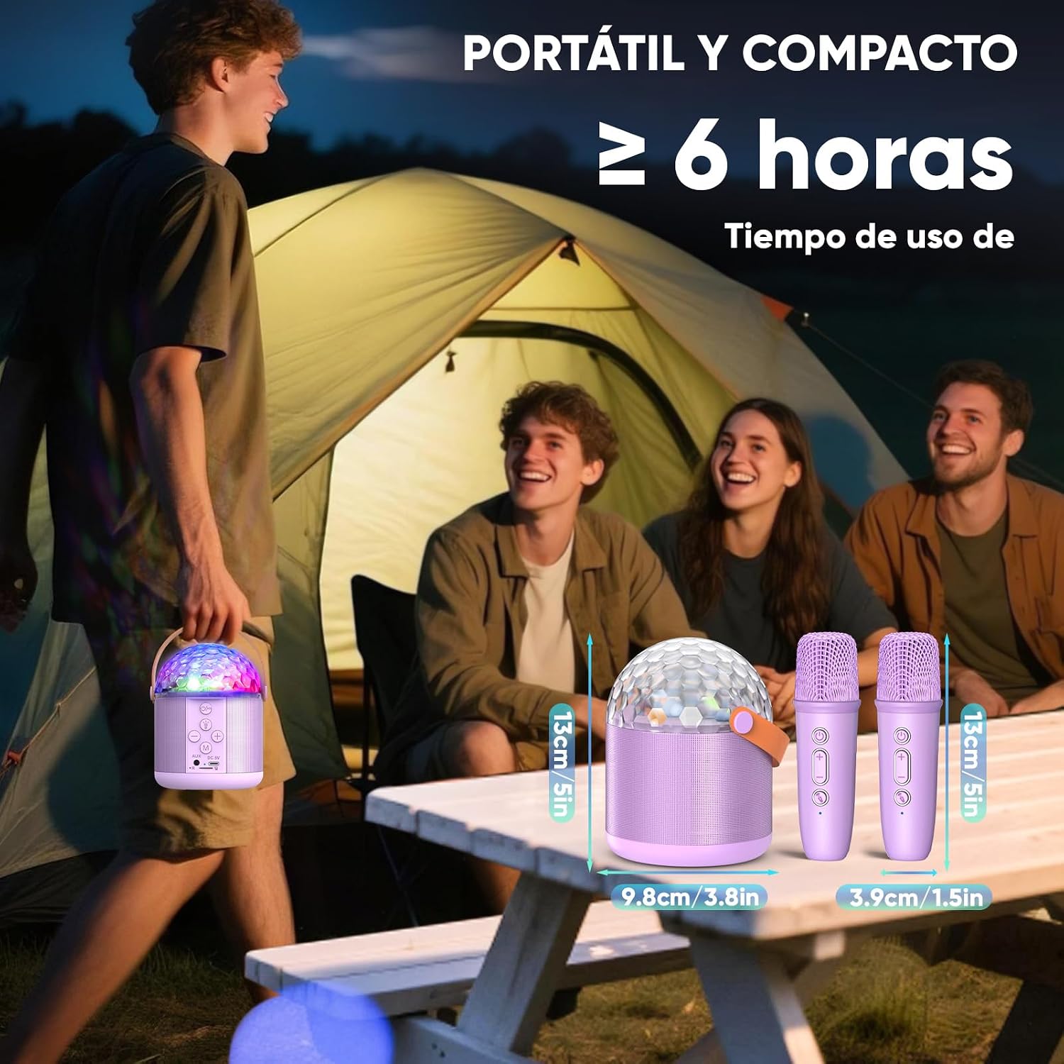 Thumbnail 6 de Karaoke Violeta con 2 Micrófonos Inalámbricos 🎤