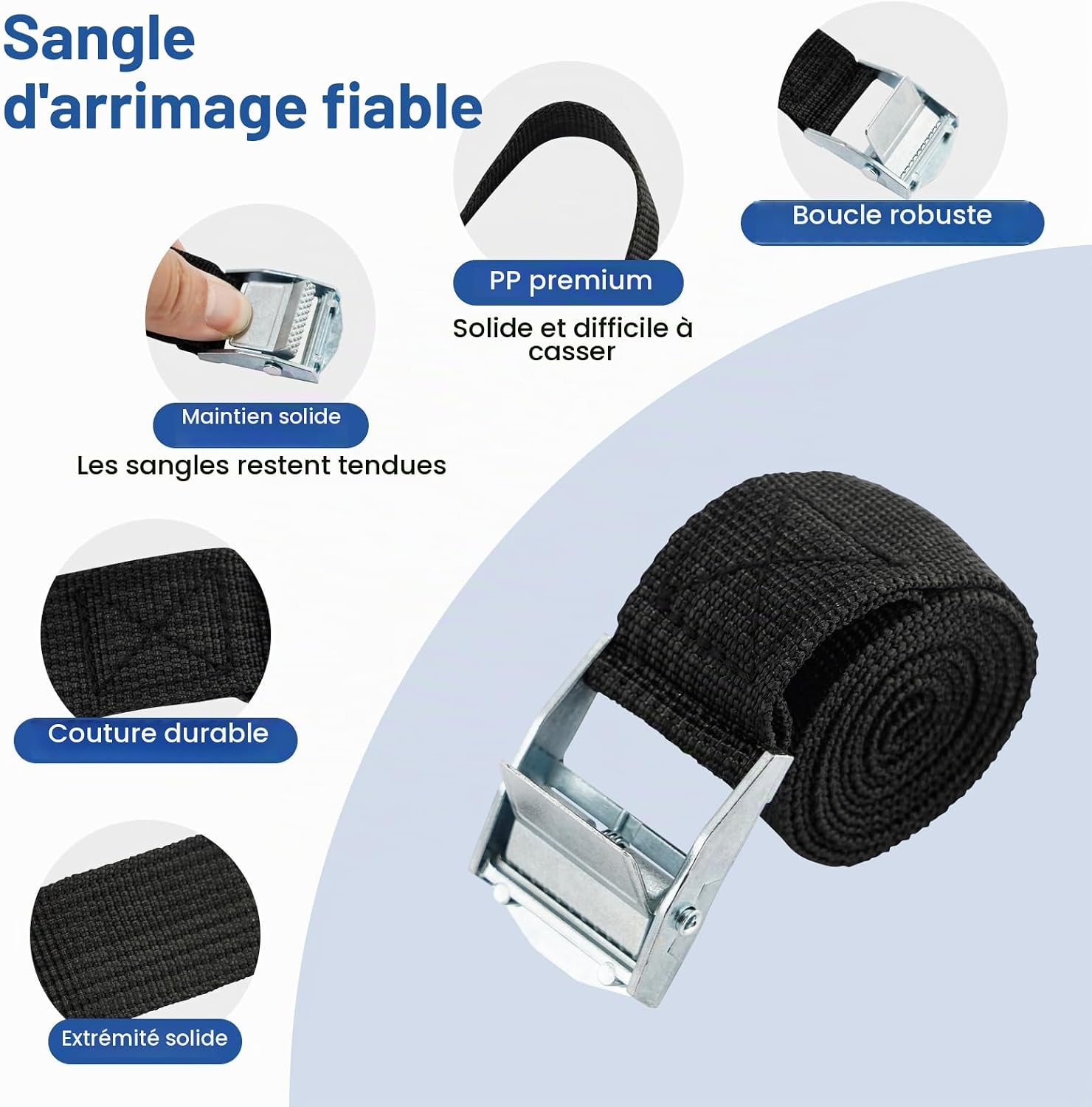 Detalle 2 de Behiruch sjorriemen met klemgesp, 10 stuks van 25 mm x 1 m