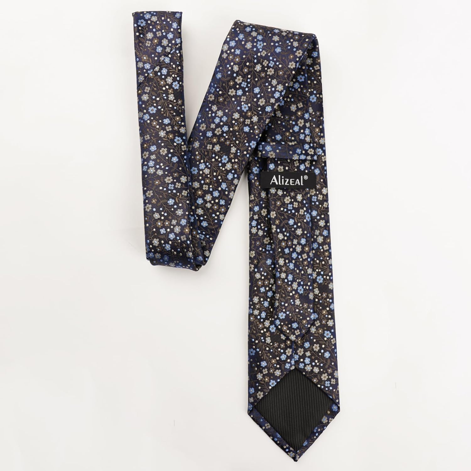 Thumbnail 1 de Alizeal Mens Flower Patterned Wedding Tie with Pocket Square Set (8cm)