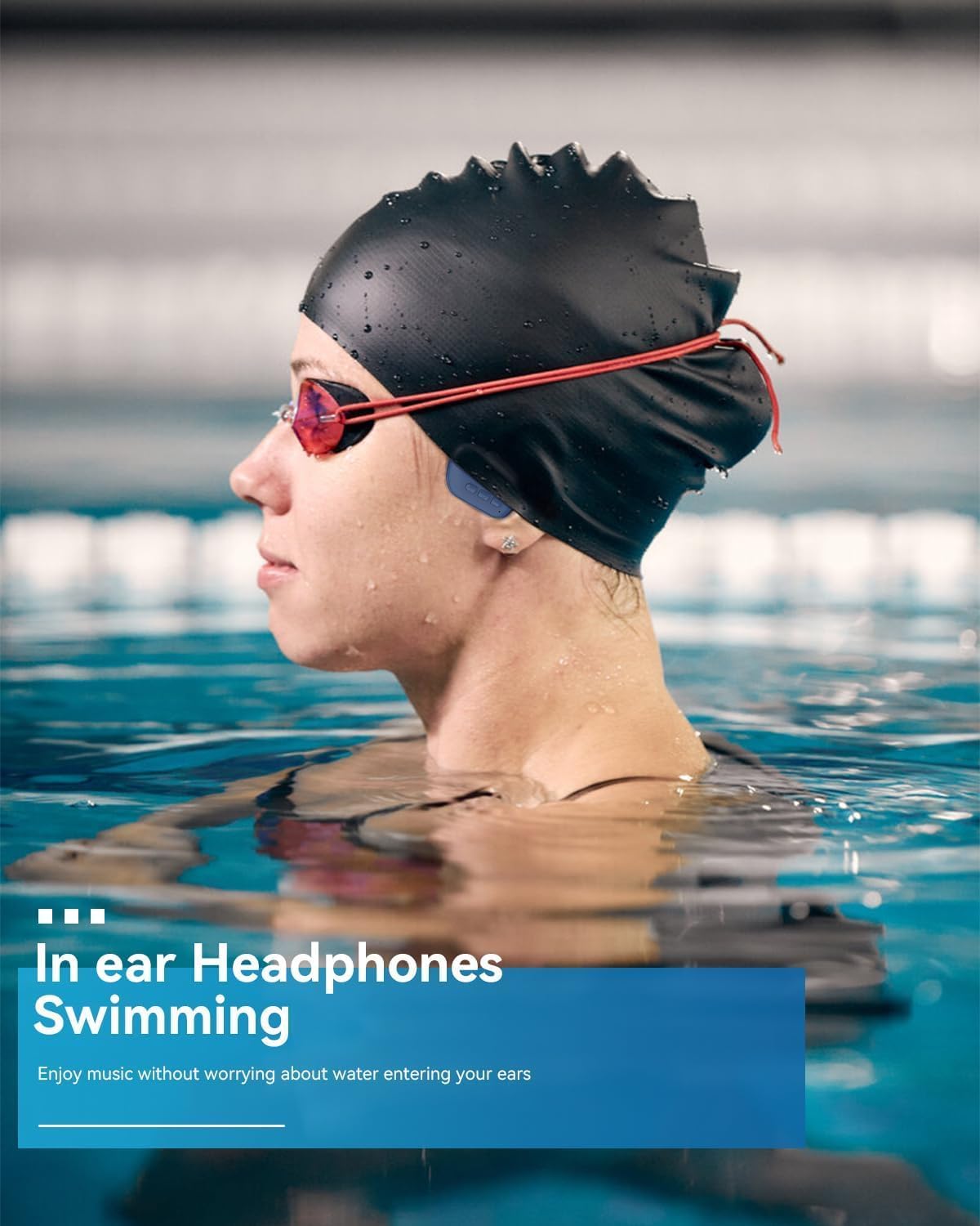 Detalle de SANOTO Swimming Headphones: In-Ear Bluetooth 5.4 with 8GB MP3, IPX8 Waterproof for Underwater Use