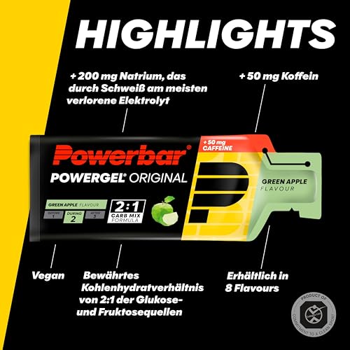 Detalle de PowerGel Powerbar Green Apple (24x41 g) mit Koffein – Energie & Ausdauer