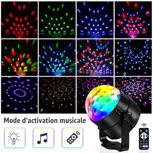 Thumbnail 6 de Boule Disco SEBRUANC Mini LED Party Lights (2 pièces) – LED RGB 3W avec télécommande, contrôle musique