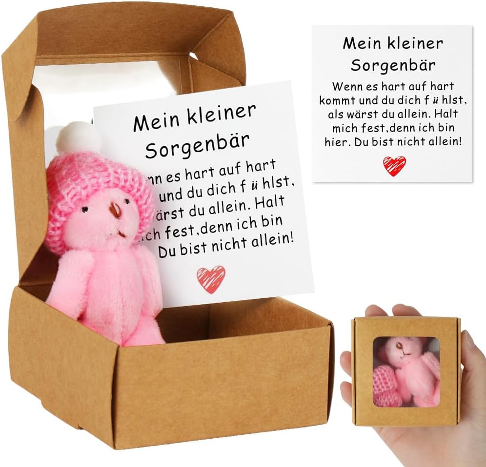 Detalle de Vicloon Orsetto in Scatola Rosa: Piccolo Peluche Tascabile con Messaggio Motivazionale