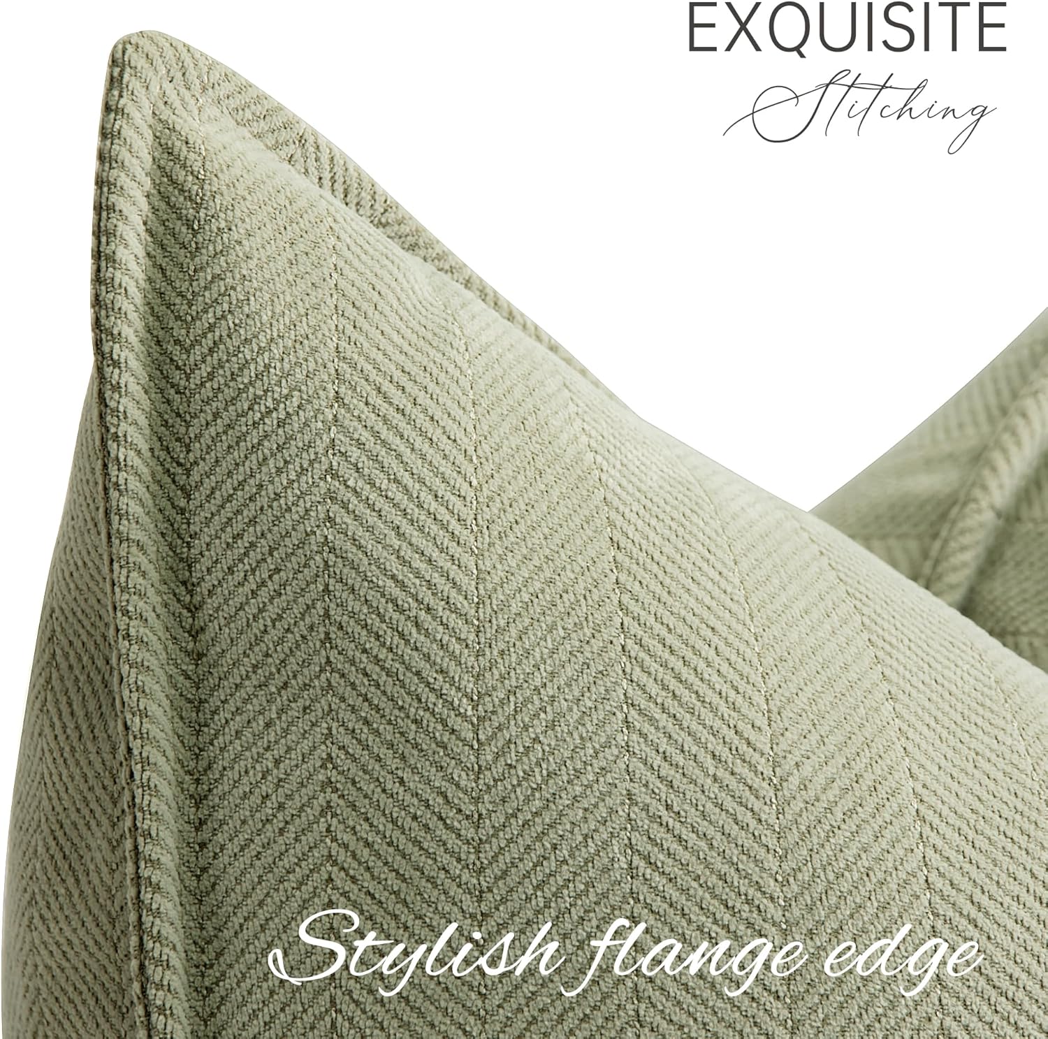 Detalle de ZWJD Salbei Grün Kissenbezug Set 55x55 (2-teilig) aus Chenille