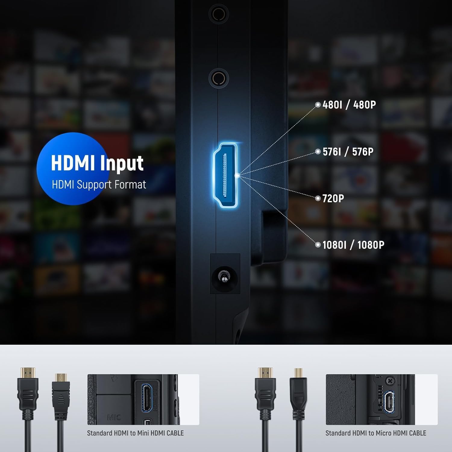 Thumbnail 5 de NEEWER F100 7" Monitor da Campo per Fotocamera – HDMI 1080p, Batteria F750 e Testa Sfera 360°