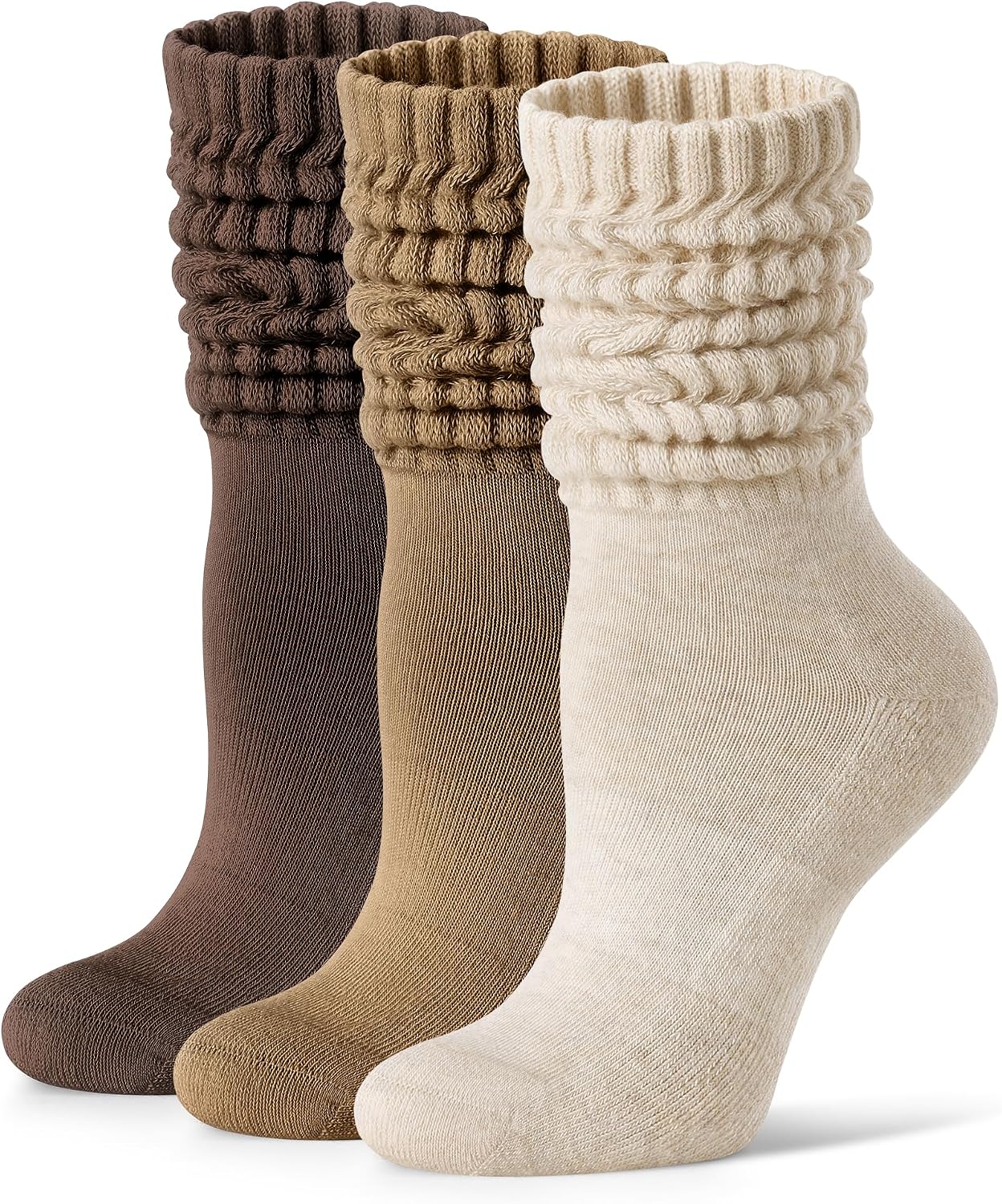 Detalle de FITRELL Women's Cotton Knee-High Slouch Socks, 3 Pairs