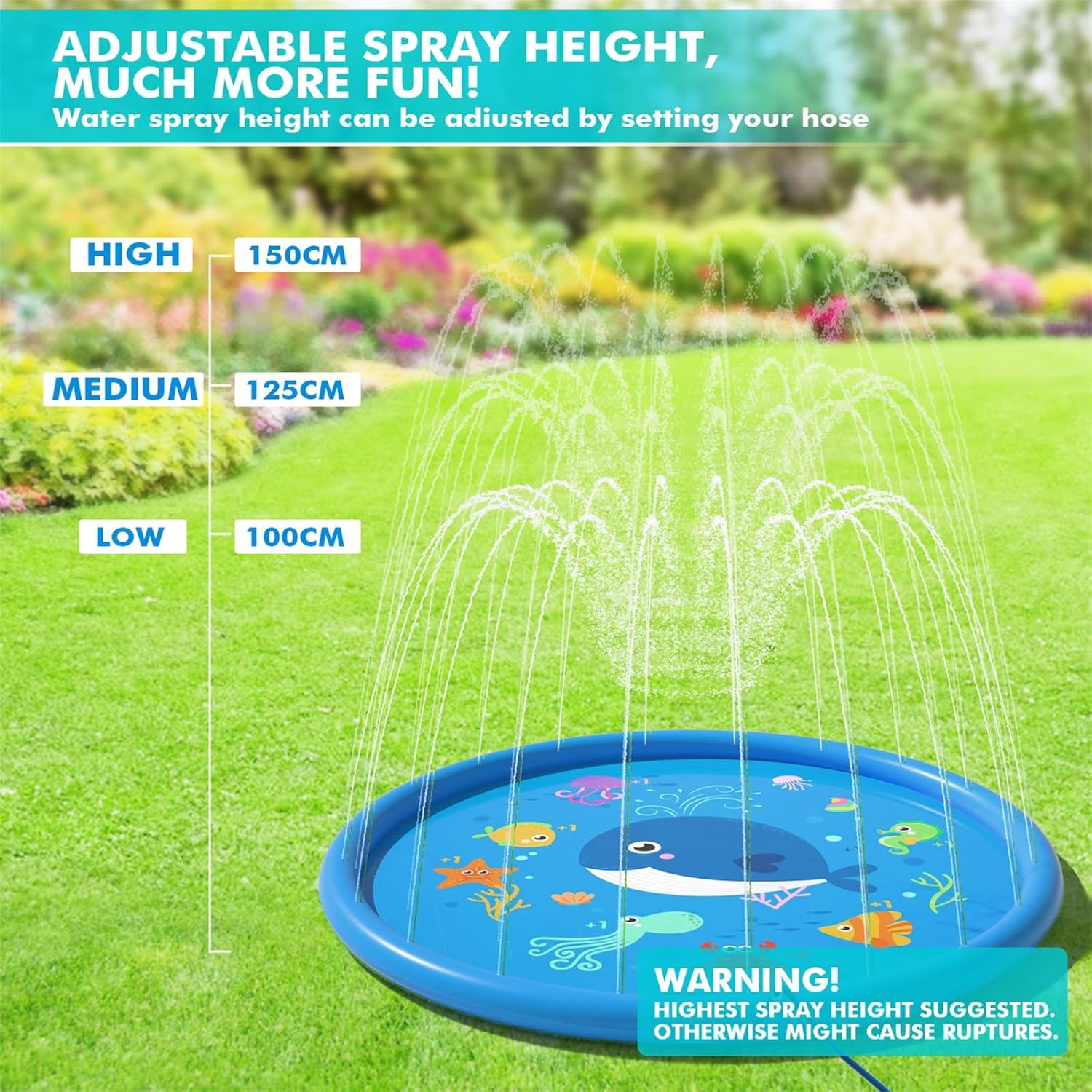 Thumbnail 2 de Peradix Sprinklers Pad for Kids (67 inch) – Outdoor splash pad water spray play mat for garden or beach