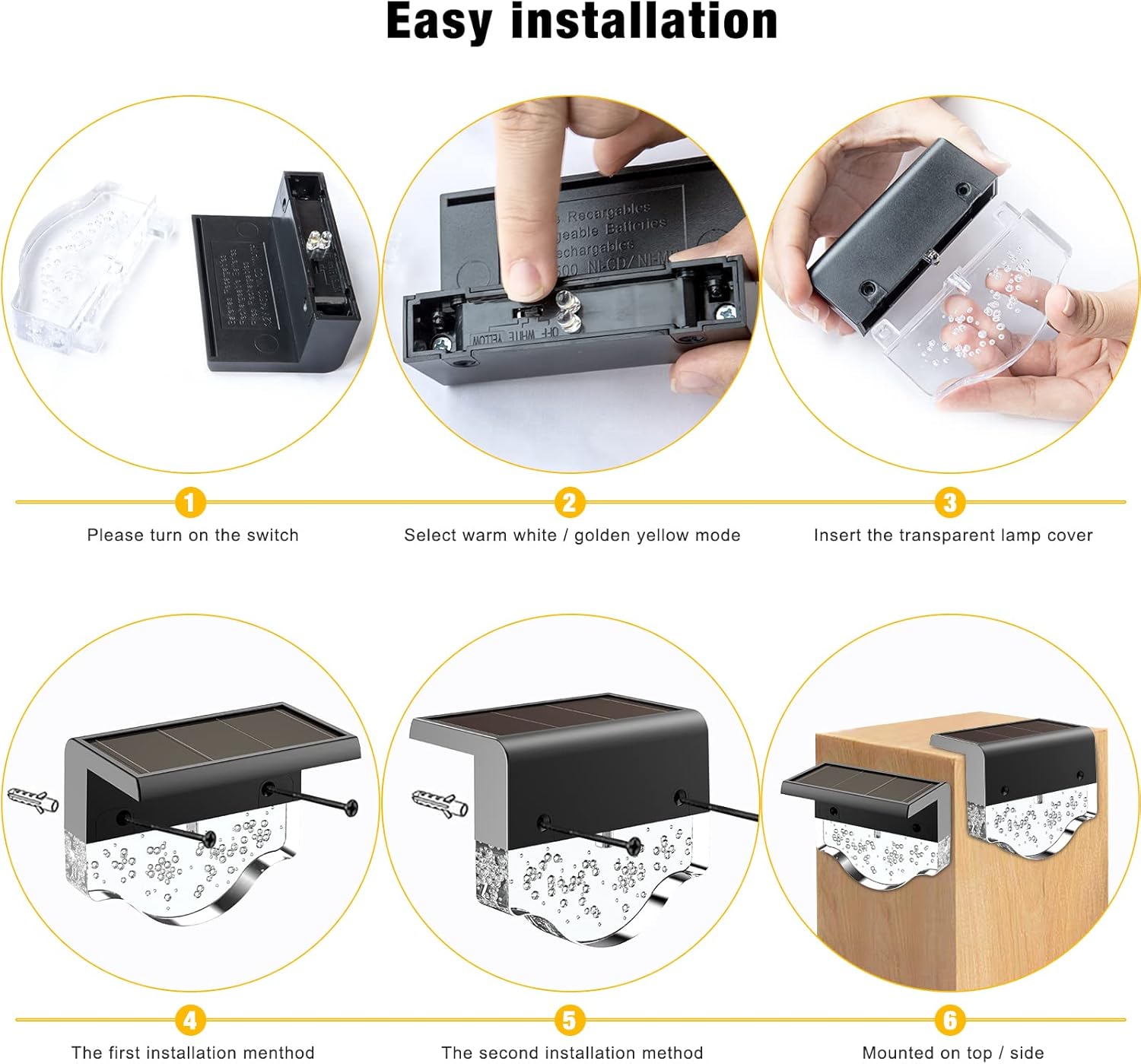 Thumbnail 4 de A.bigwhale Luces solares para cubierta 6 piezas