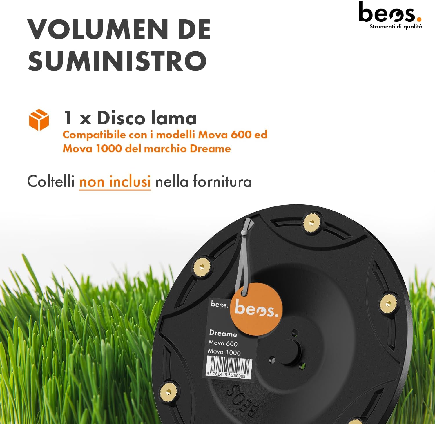 Thumbnail 2 de BEOS Premium Robot Tosaerba Tuning – disco portacoltelli per 6 lame per Dreame Mova 600 & Mova 1000, rinforzato in fibra di vetro (Ø 170 mm)