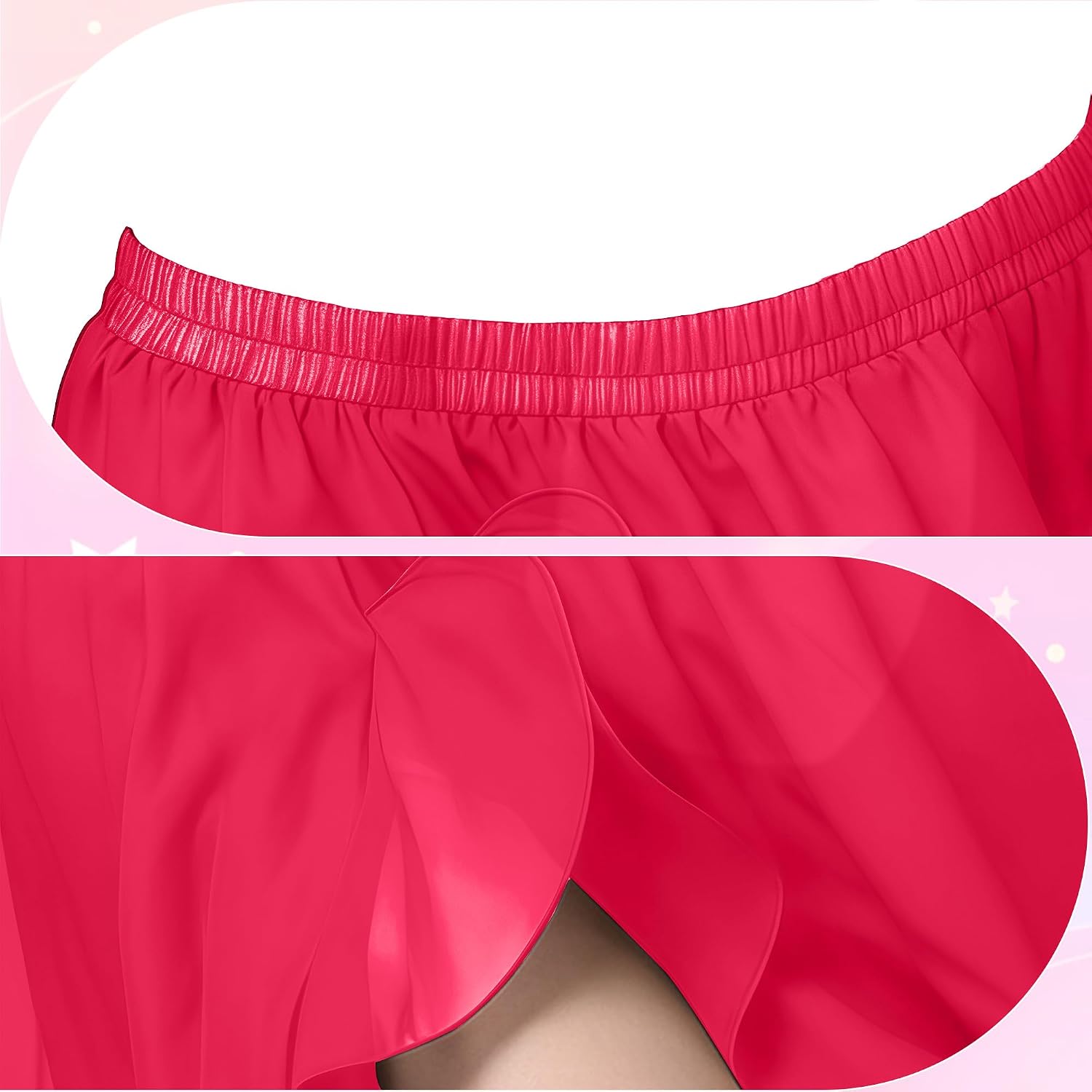 Detalle de MUNAFIE Damen Langrock mit Schlitz – Chiffon-Tanzrock für Bauchtanz