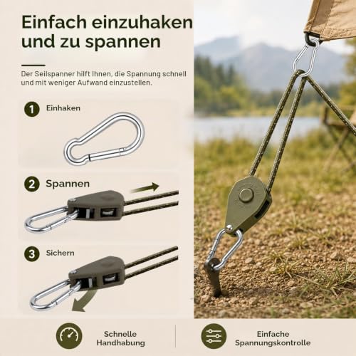 Thumbnail 7 de Creechwa Reflektierende Abspannseile mit Spannen für Sonnensegel – 4 m lang